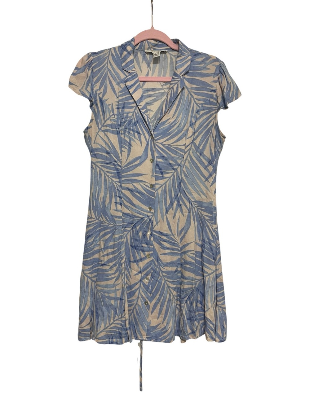 Light Blue and blush Palm Leaf Dress Size Small - Picture 5 of 5